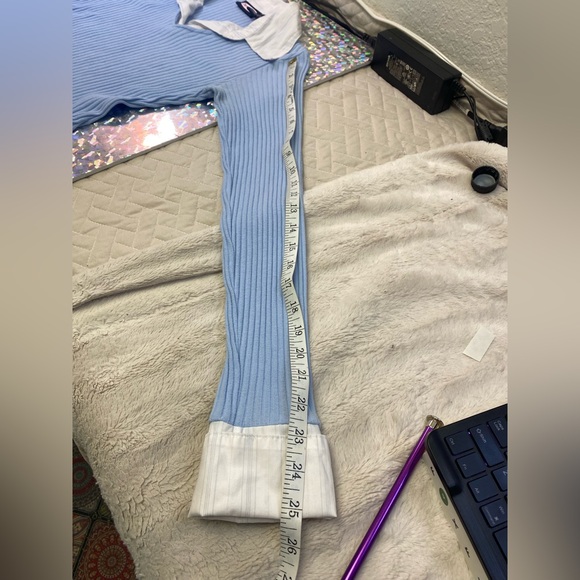 VTG Zoey Beth White Blue Layered Look Collared Sweater Y2K Office Siren MEDIUM - Picture 6 of 16